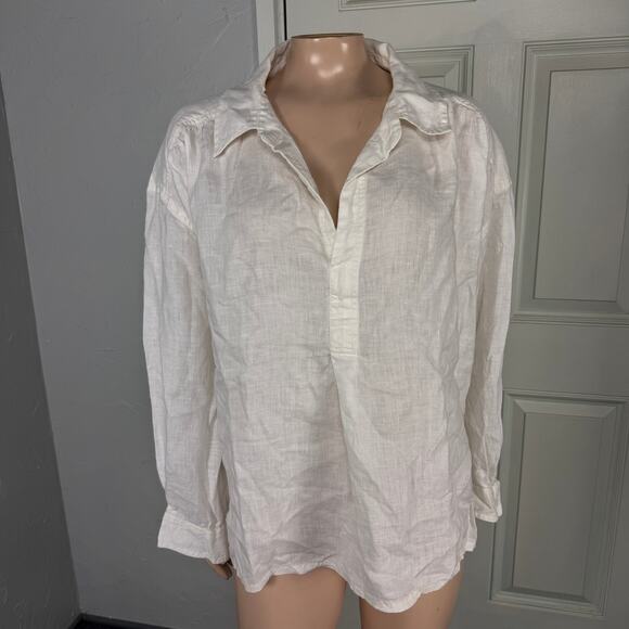 Sundance Women's Shirt M Linen Long sleeve Pullover Button Bohemian Casual WW11 - Picture 1 of 6